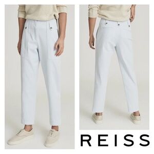 New! REISS Bradie Cotton Tapered Cargo Pants Jeans in Pale Blue